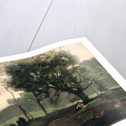 Sunset: Figures Under Trees by Jean Baptiste Camille Corot