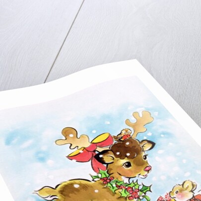 Christmas Reindeer and Rabbit by Diane Matthes