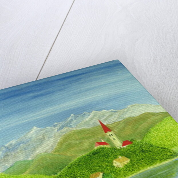 Lovers on the Bridge with Snow-capped Mountains by Mark Baring