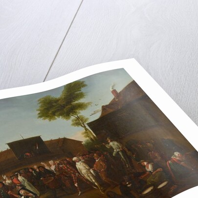 A village carnival with figures of the Commedia dell'Arte by Egbert van Heemskerck
