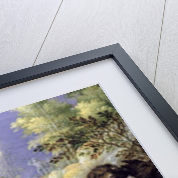 A woodland scene with hunters and animals by Roelandt Jacobsz. Savery