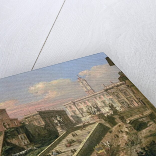 The Piazza del Campidoglio and the Church of S. Mario d'Aracoeli, Rome by B. & Bellotto L. Bellotto