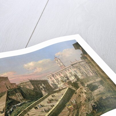 The Piazza del Campidoglio and the Church of S. Mario d'Aracoeli, Rome by B. & Bellotto L. Bellotto