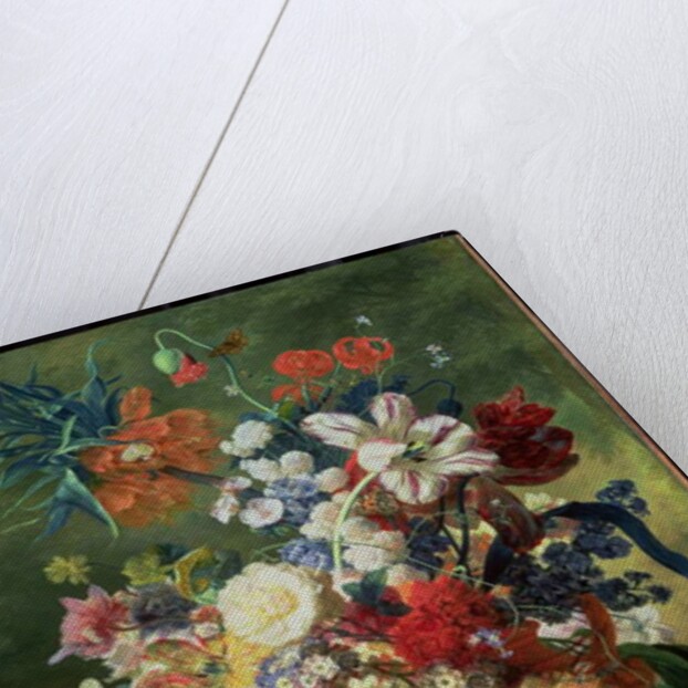 Still Life of Flowers and a Bird's Nest on a Pedestal by Jan van Huysum