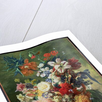 Still Life of Flowers and a Bird's Nest on a Pedestal by Jan van Huysum