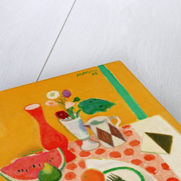 Watermelon, Fig and Tunisian Tile, 1989 by Alberto Morrocco