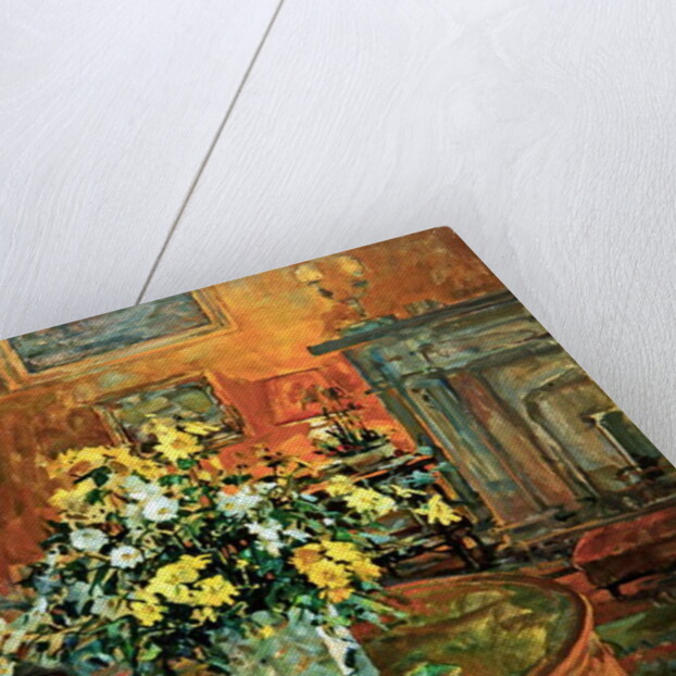 Drum Table with Yellow Flowers by Susan Ryder