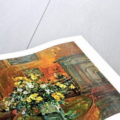 Drum Table with Yellow Flowers by Susan Ryder