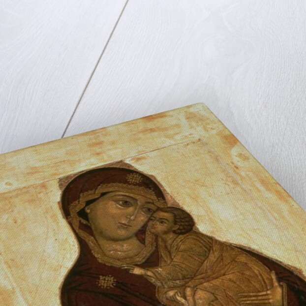 Virgin of the Don embracing the blessing Christ Child, Russian icon, 17th century by School Russian