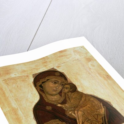 Virgin of the Don embracing the blessing Christ Child, Russian icon, 17th century by School Russian