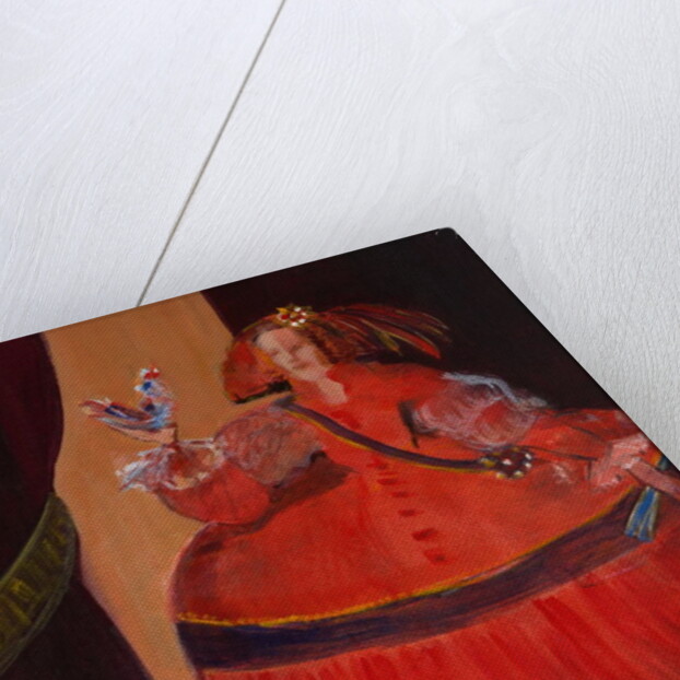 Menina in Red With Small Cockerel by Marisa Leon