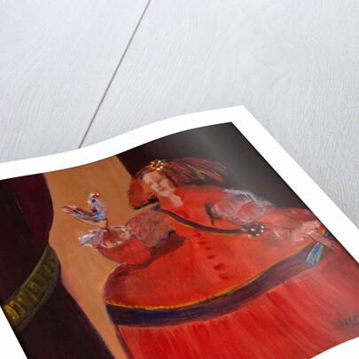 Menina in Red With Small Cockerel by Marisa Leon