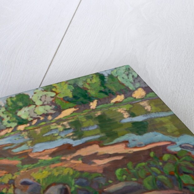 On the Shady Side of River Koros oil on board by Marta Martonfi-Benke