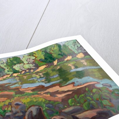 On the Shady Side of River Koros oil on board by Marta Martonfi-Benke