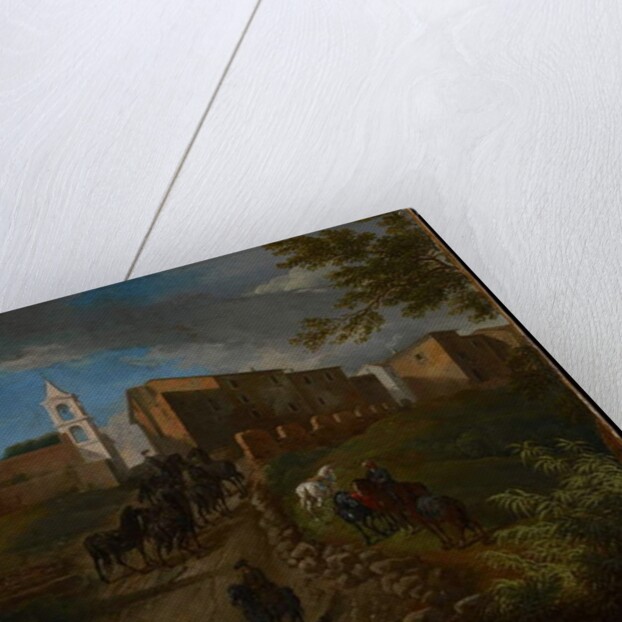 Coach and Travelers at Madonna del Riposo Near Rome by Pieter van Bloemen