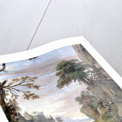 River and landscape, detail by Giovanni Ghisolfi