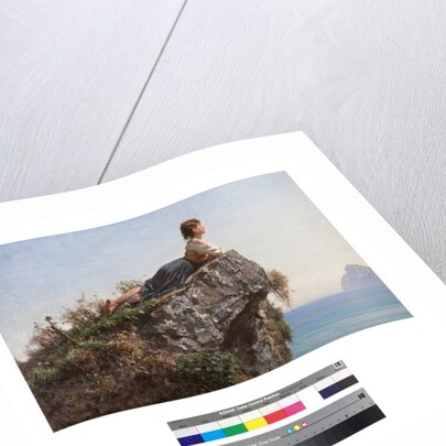Young girl on a rock in Sorrento, 19th century by Filippo Palizzi
