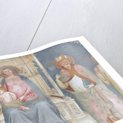 Madonna and Child, Angel Gabriel, Saint John the Baptist, Saint Ambrose, Saint Bernard by Italian School