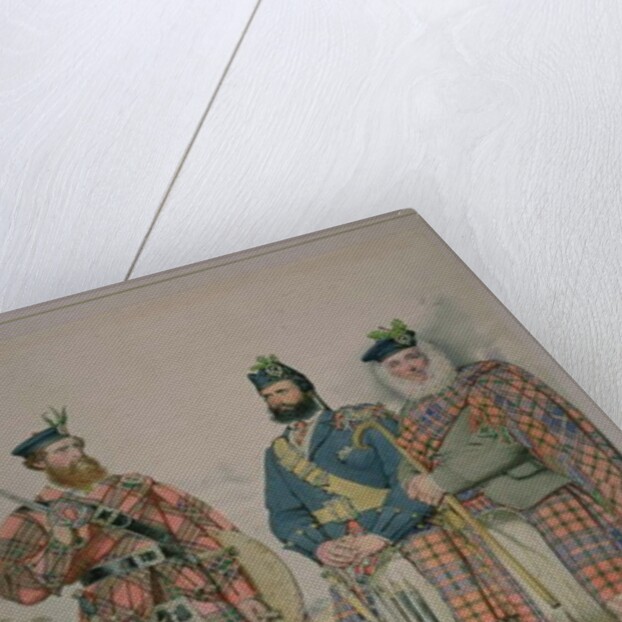 Triple portrait of John Chisholm, Colin Stewart Cameron and John Cameron, men of the Clan Chisholm and Clan Cameron. by Kenneth Macleay