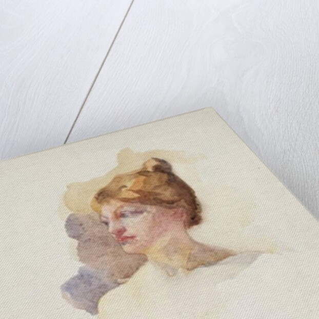 Sketch of female head by Samuel Isham