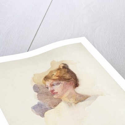 Sketch of female head by Samuel Isham