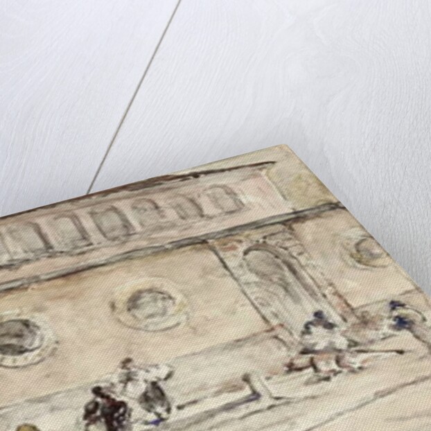 Figures in front of a Spanish building by Walter Shirlaw