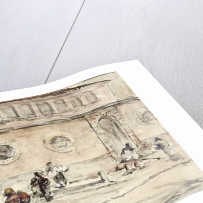 Figures in front of a Spanish building by Walter Shirlaw