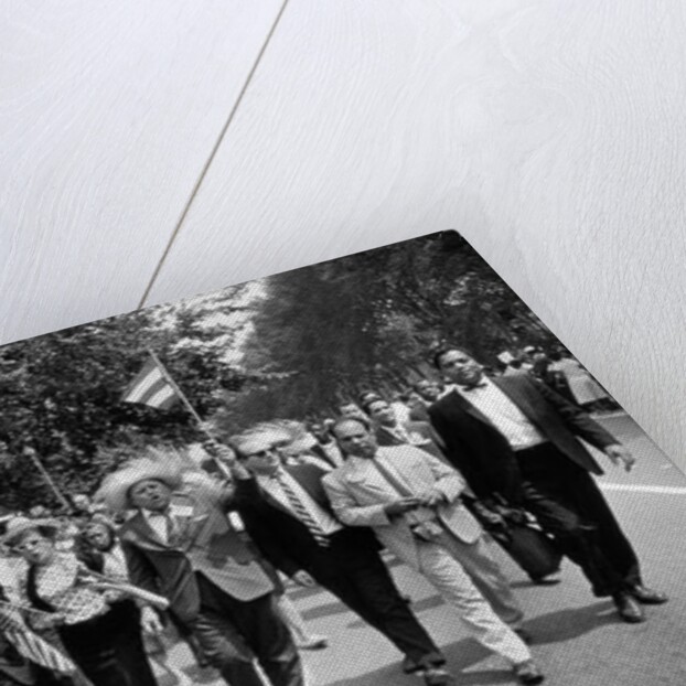 The March on Washington: Marchers Wearing Hats Carry Puerto Rican Flags Down Constitution Avenue, 29th August 1963 by Nat Herz