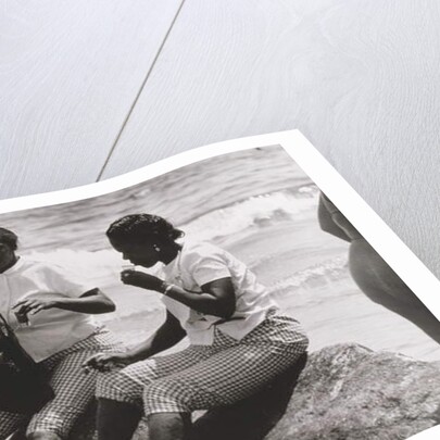 2 Women with Drinks Relaxing at the Ocean Edge, Untitled 13, c.1953-64 by Nat Herz