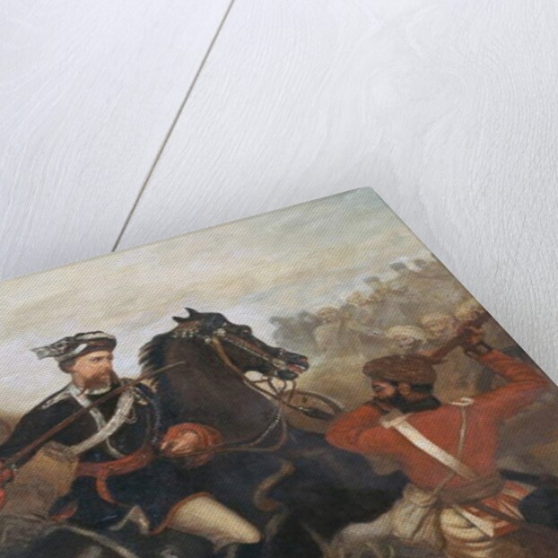 Lieutenant Frederick Robertson Aikman earning the Victoria Cross at Lucknow during the Indian Mutiny on 1st March 1858, c.1860 by Chevalier Louis-William Desanges