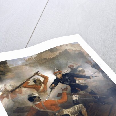 Lieutenant William Alexander Kerr earning the Victoria Cross during the Indian Mutiny, July 1857, c.1860 by Chevalier Louis-William Desanges