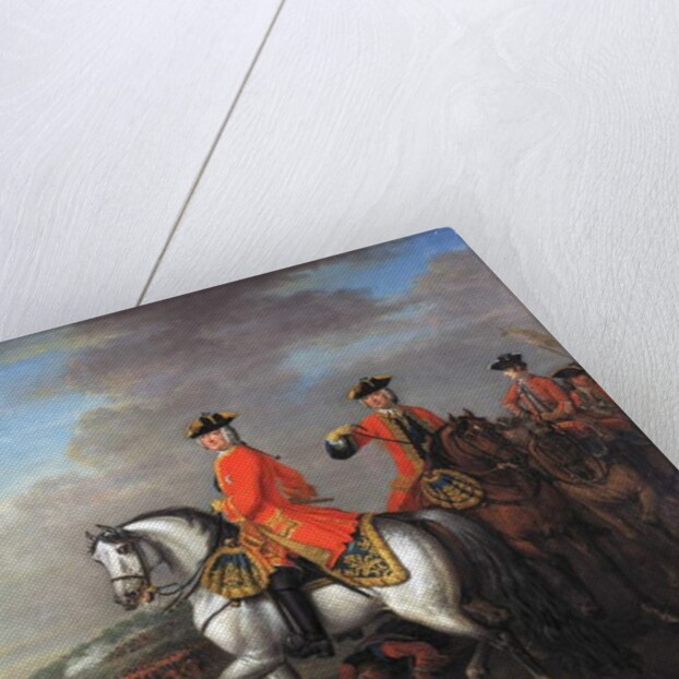 King George II at the Battle of Dettingen, with the Duke of Cumberland and Robert, 4th Earl of Holderness, 27th June 1743, c.1743 by John Wootton