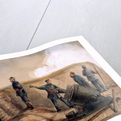 A 13-inch mortar of the Royal Artillery in action, 1855 by Lt. Henry James Alderson