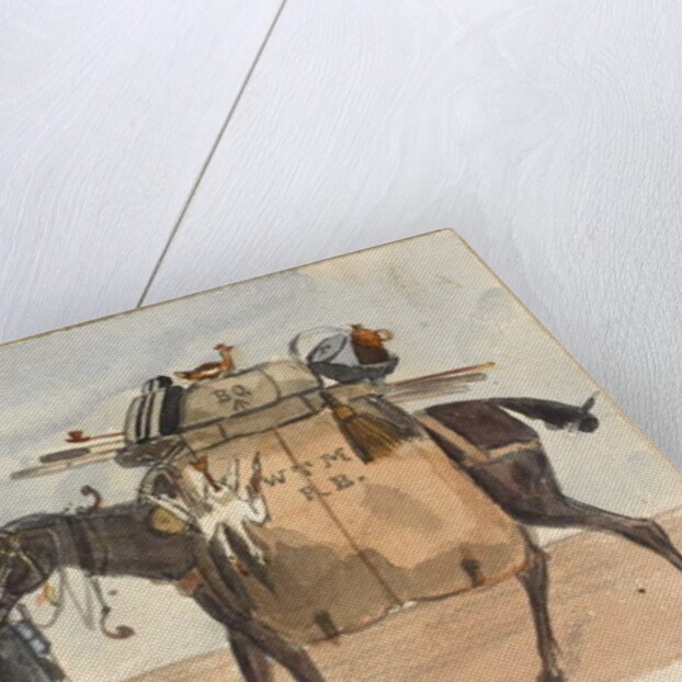 My packhorse, the black slave, loaded for the march, c.1854 by William Thomas Markham