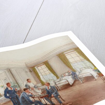 Convalescing soldiers playing chess in a ward at Sulhampstead House Hospital, Berkshire, c.1918 by Frank Dadd