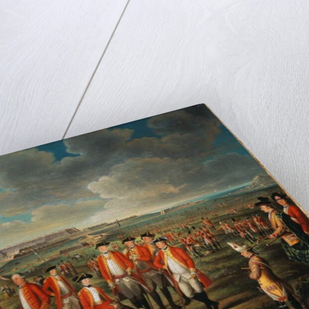 Lady Louisa Lennox with her husband’s Regiment, 25th Regiment of Foot, with Lord George Lennox beside her, and Fort St Philip, Port Mahon, in the background, c.1771 by Giuseppe Chiesa