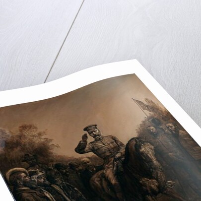 General Lord Kitchener saluting as he rides past Boer leaders who stand, doffing their hats, 1902 by Johann Nepomuk Schonberg