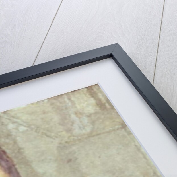 Girl in a blue dress holding a piece of sewing by Gwen John