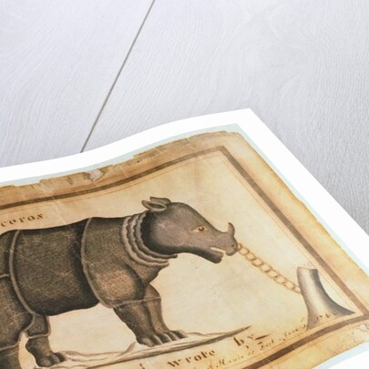 Rhinoceros, drawn and wrote by William Twiddy who never had the use of hands or feet by William Twiddy
