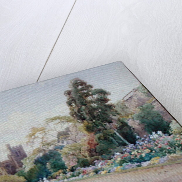 The long walk and flower border in May - New College, Oxford, c.1918 by William Matthison