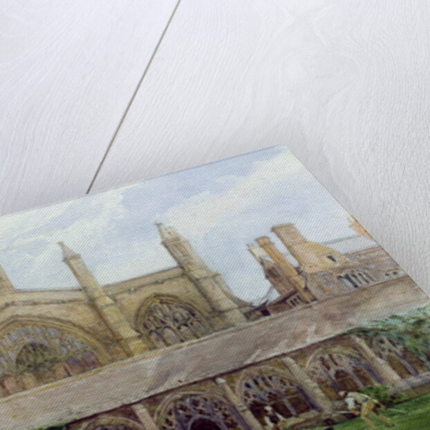 New College cloisters with gardener, 1887 by John Fulleylove