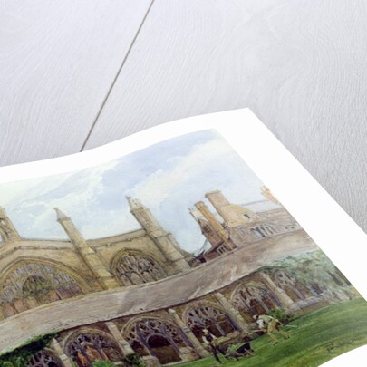 New College cloisters with gardener, 1887 by John Fulleylove