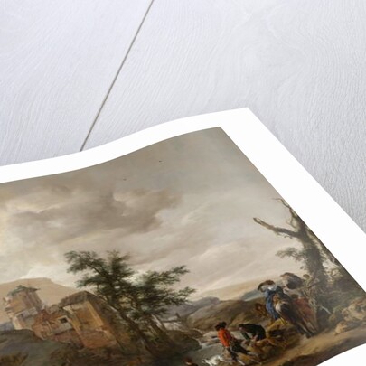 Stag Hunt in a River, c.1650-1655 by Philips Wouwermans or Wouwerman