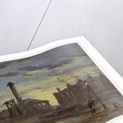Gasworks at Sunset, c.1850 by Samuel Bough