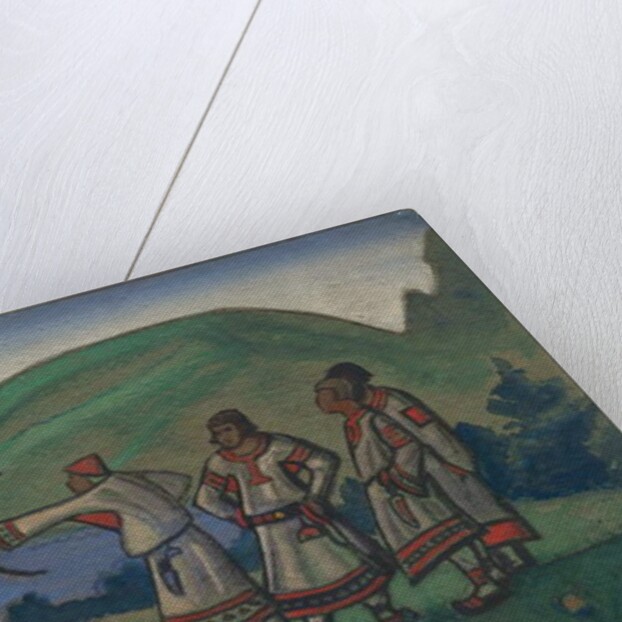 Youths, décor and costume design for Stravinsky's ballet 'Le Sacre du Printemps', 1944 by Nicholas Roerich