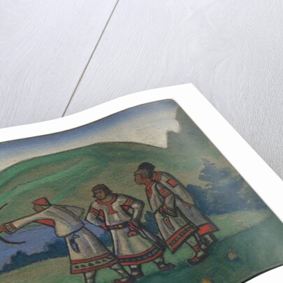 Youths, décor and costume design for Stravinsky's ballet 'Le Sacre du Printemps', 1944 by Nicholas Roerich