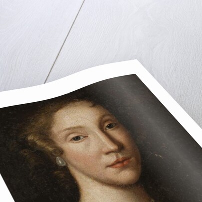 Head of a lady with a pearl necklace by School Scottish