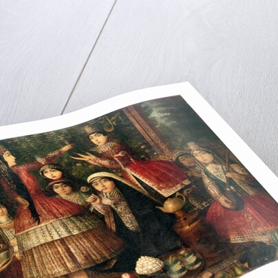 Women and Children in a Garden, 19th century by Persian School