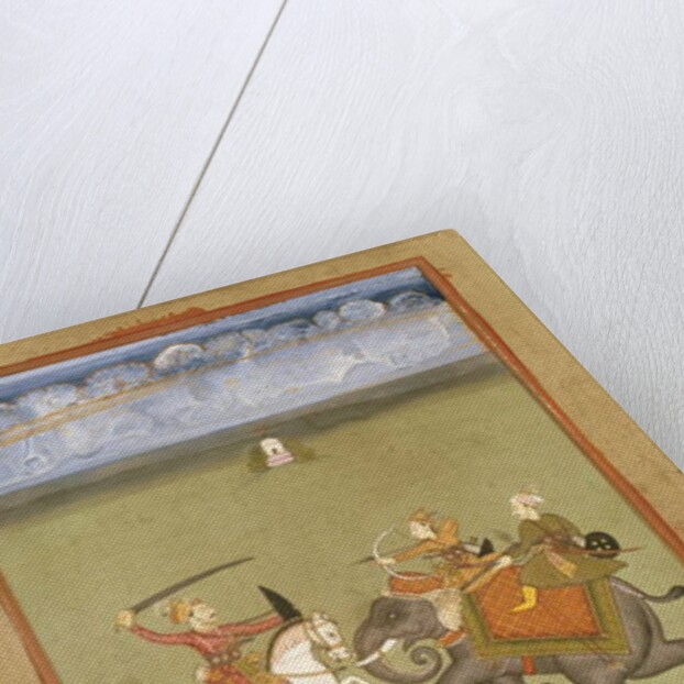 A Prince Fighting his Enemies on an Elephant, c.1710 by Indian School