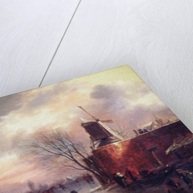 A Winter Skating Scene by Claes (1630-76) Molenaer